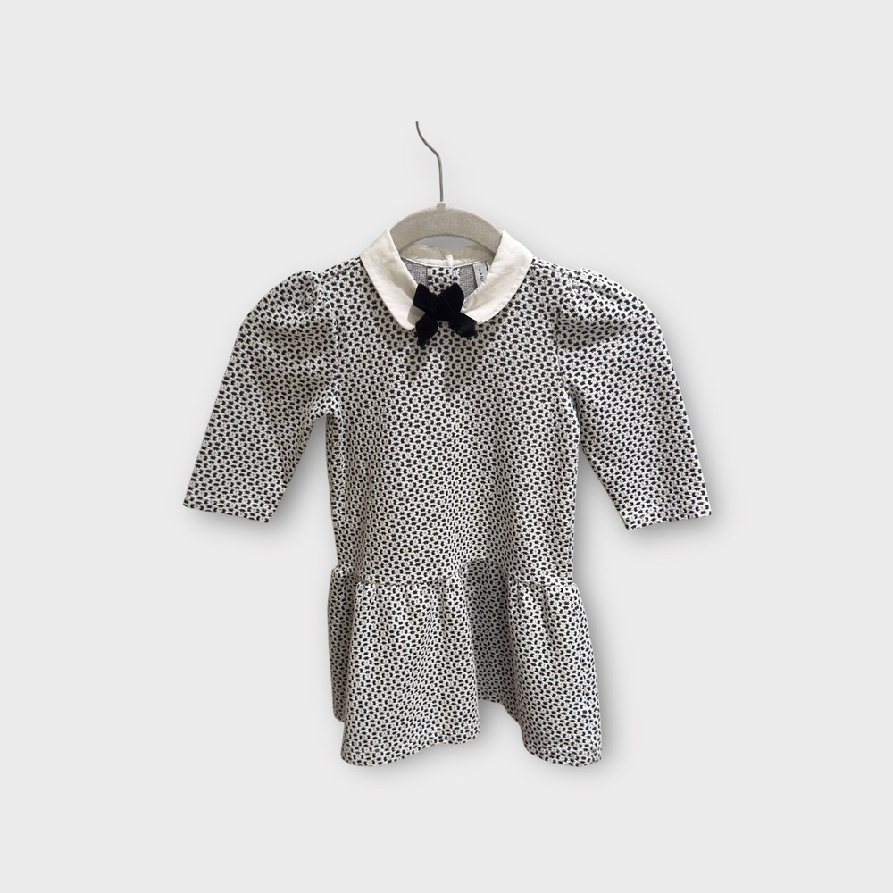 Janie and Jack Girls Dress Size 4 Black White Bow Tie‎ Collar Party
